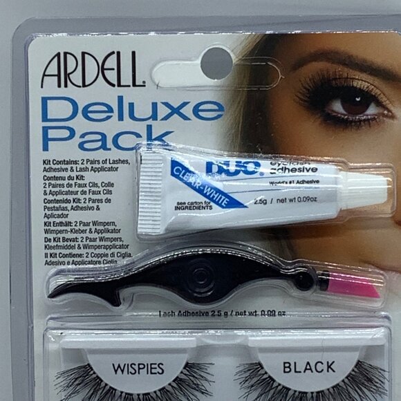 Ardell Deluxe Pack Wispies False Eyelashes Black With Duo Adhesive & Applicator - Picture 2 of 5